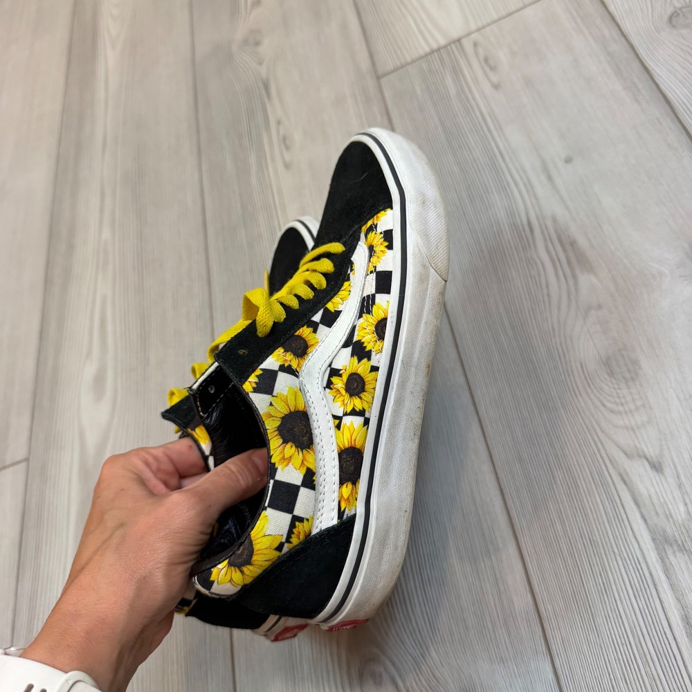 Vans Old Skool Customs Sunflower Checkerboard Sneakers Black Men 7 WMN 8.5 - Picture 6 of 9
